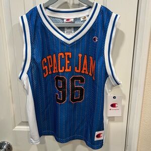 Champion X Space Jam '96 Blue Basketball Jersey Boy Size Large (10-12) NWT